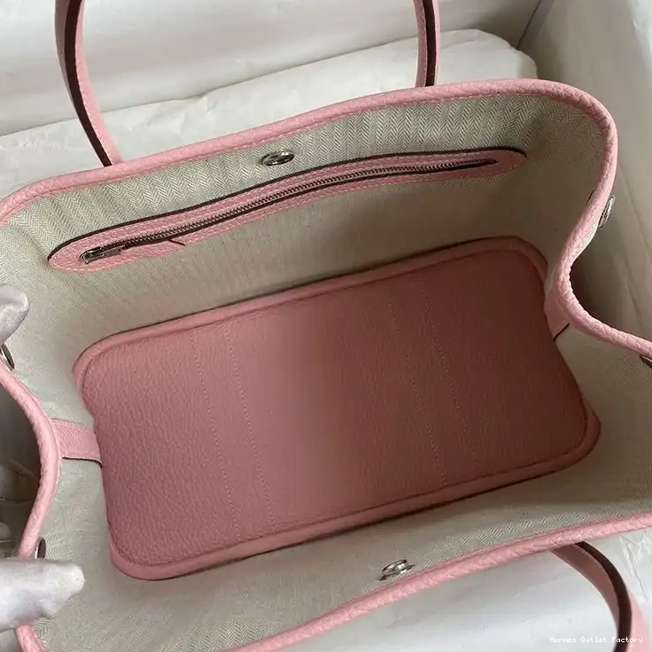 Cheap Hardware Garden Hermes Canvas Palladium Bag In Pink Party 0508